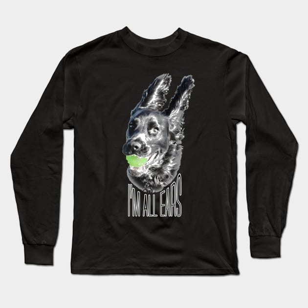 I'm all ears funny black working cocker spaniel dog on black Long Sleeve T-Shirt by ownedandloved